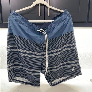 Nautica Men's Blue Striped Swim Shorts (Never Worn).
